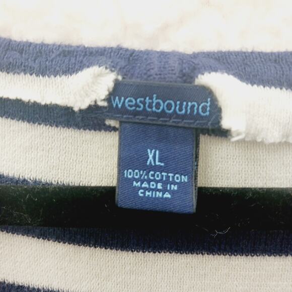 Cardigan Double Zipper XL Navy Stripe Nautical Quiet Luxury Capsule Cruise Sail - Picture 7 of 8